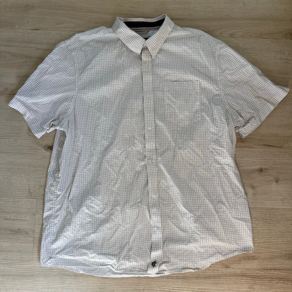 Cody James Men's White Tan Printed Short Sleeve Button Up Western Shirt Size XL